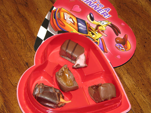 Don't waste good chocolate on a 2 year old boy, even if is only $1 and has a racecar on it.