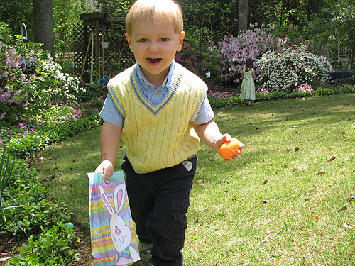Josiah loved our egg hunt in Grandma's backyard!