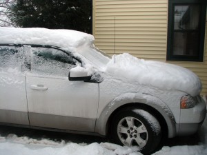 Post-scraping, just enough to move the car out of the driveway