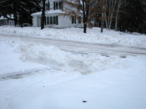 Snow plowed in - blocked driveway