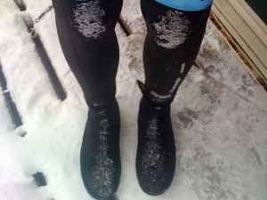 I've ridden in cold weather before, but this is the first time I've had ice freeze to my knees!