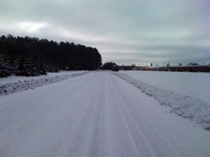 Roundhouse Rd - typical snow covered rd from the ride