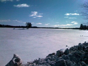 Rice Lake - the cool thing about this picture is the island with a picnic table only in the winter (or by boat in the summer)