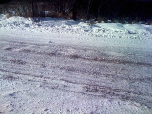 Some very icy roads - this is the stuff you want to avoid