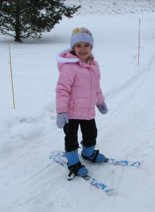 Analise, the ski princess getting ready to head out for a long ski