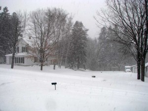 Snowing out the front door