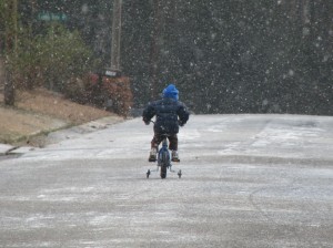 Josiah in heavy snow