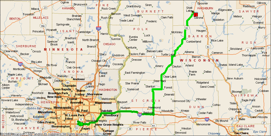 map from msp to shell lake
